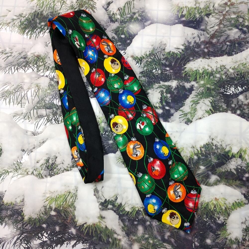 Looney Tunes Vintage Christmas Ornament Silk Tie